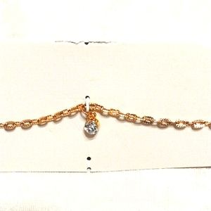 Simulated Diamond & Gold Chain Necklace 12" Fashion Jewelry Cocktail Party‎ New!